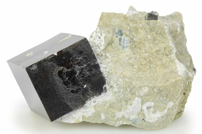 Two Natural Pyrite Cubes In Rock - Navajun, Spain #265311